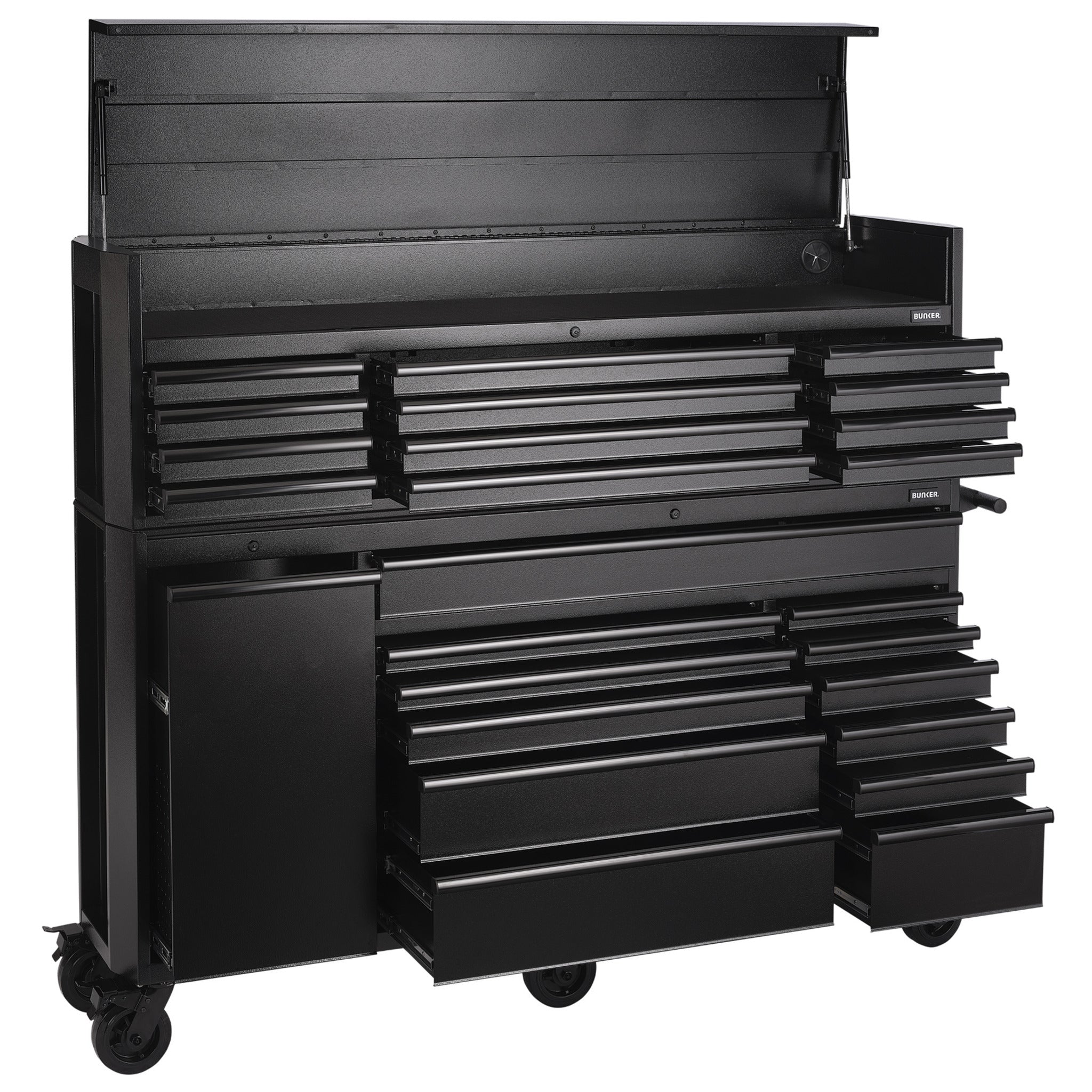 BUNKER 25 Drawer Combined Roller Cabinet and Tool Chest, 72", Black