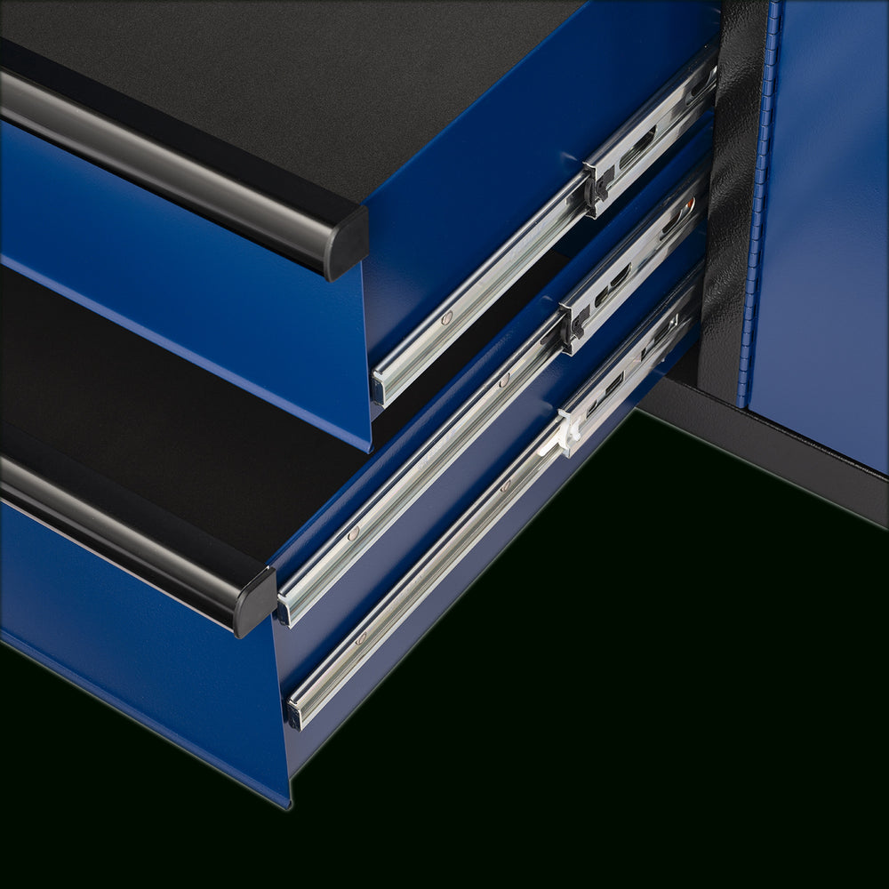 BUNKER gereedschapswagen met topkoffer, 13 laden, 131 cm, blauw