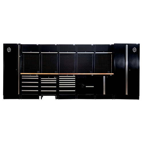 BUNKER modulaire opbergcombinatie met roestvrijstalen werkblad, 25-delig, 4915 mm