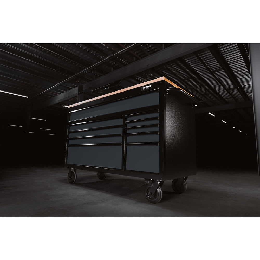 BUNKER gereedschapswagen/werkbank met 10 laden, 142 cm, lichtgrijs