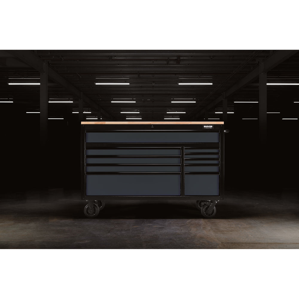BUNKER gereedschapswagen/werkbank met 10 laden, 142 cm, lichtgrijs