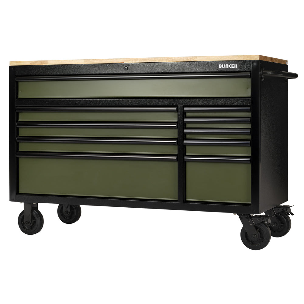 BUNKER gereedschapswagen/werkbank met 10 laden, 142 cm, lichtgrijs