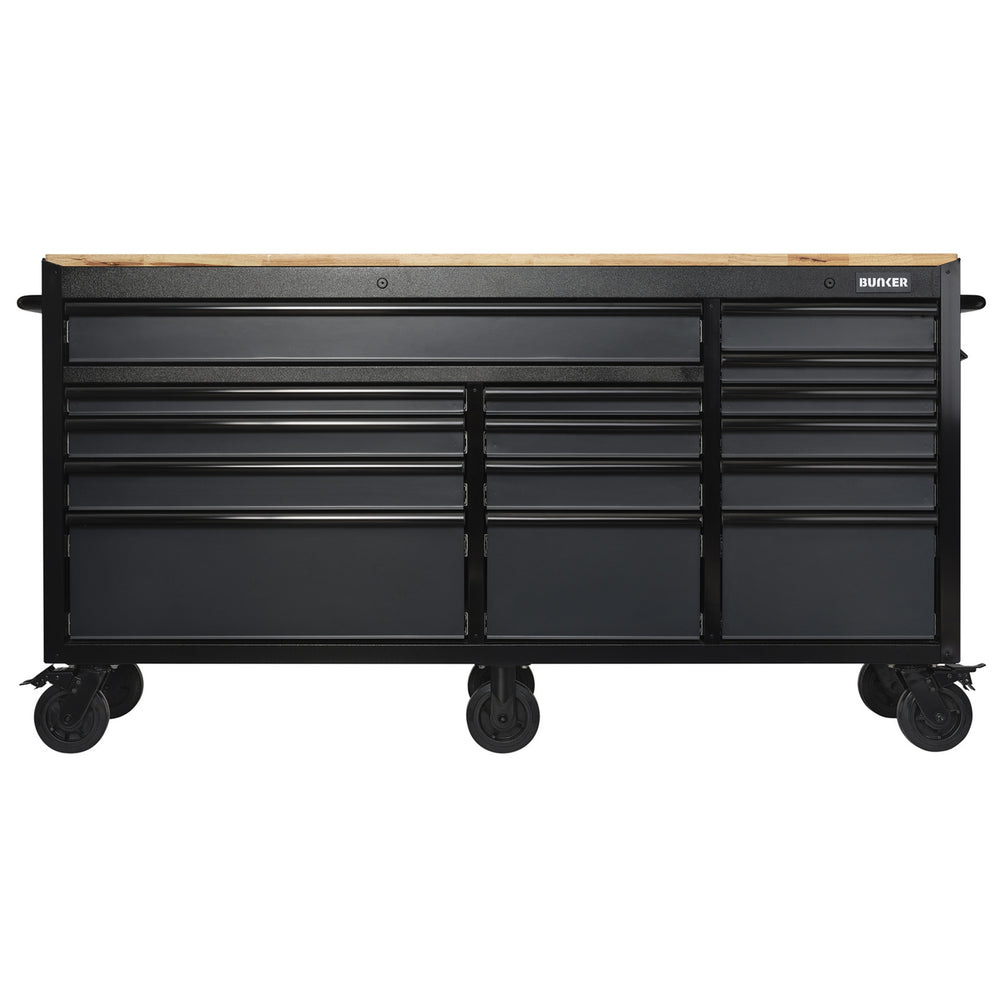 BUNKER gereedschapswagen/werkbank met 15 laden, 182 cm, grijs