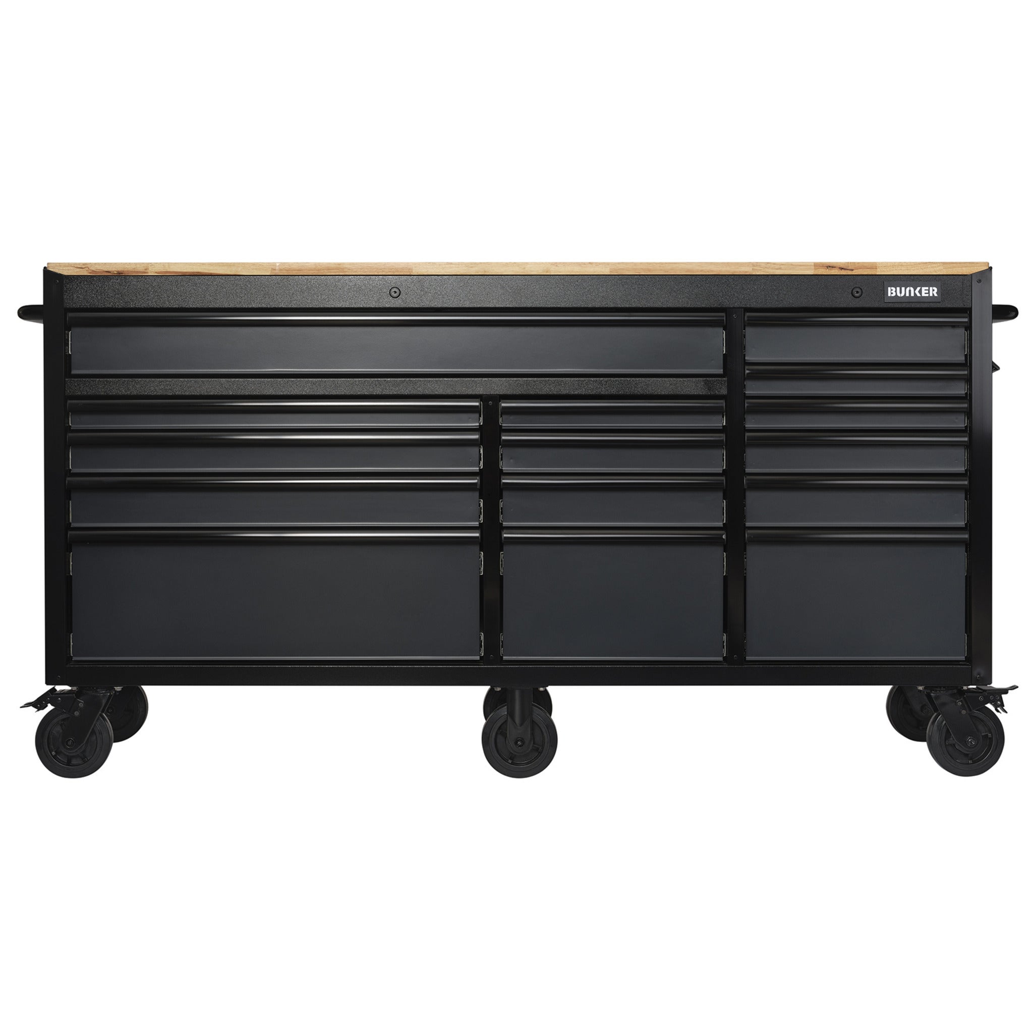 BUNKER gereedschapswagen/werkbank met 15 laden, 182 cm, grijs
