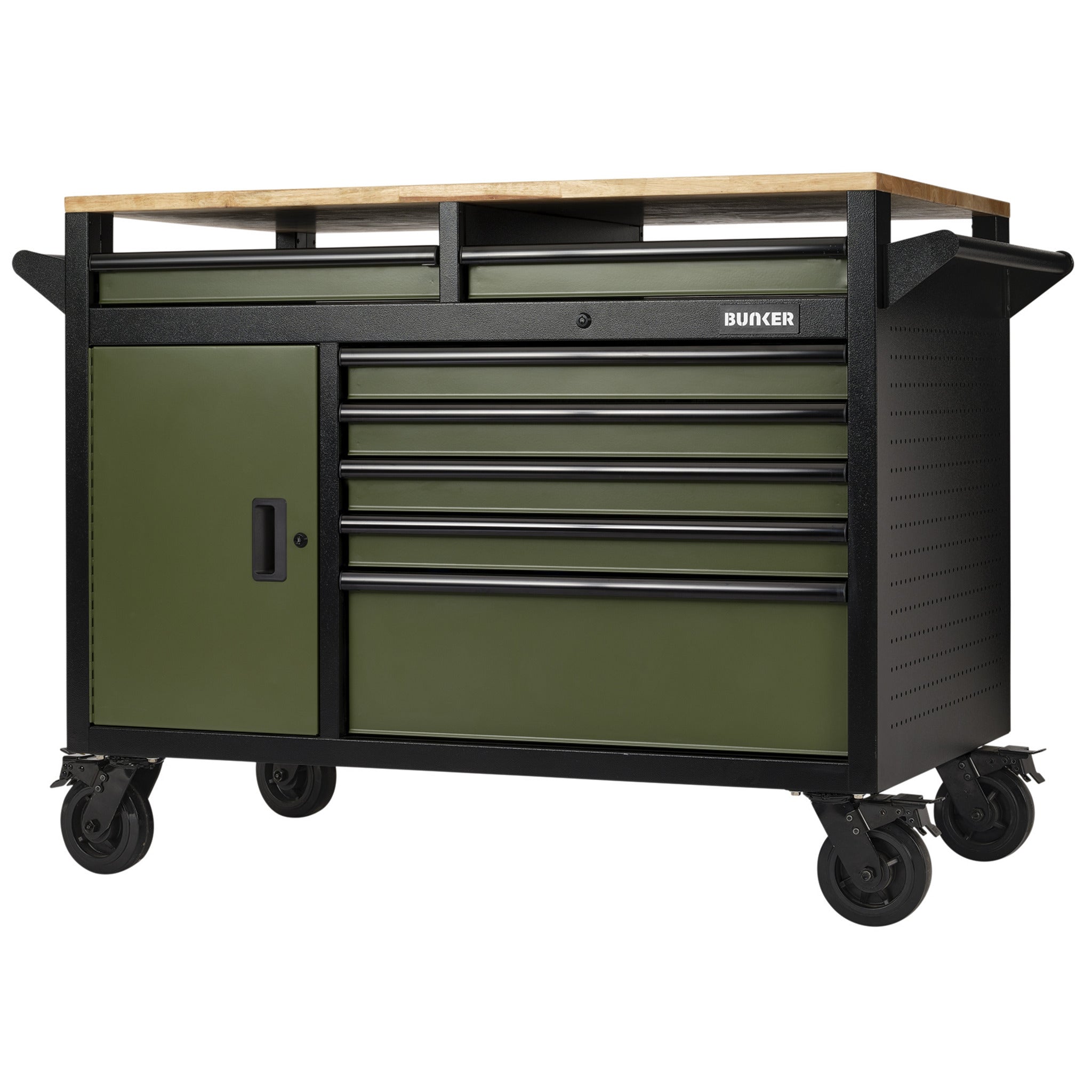 BUNKER multifunctionele gereedschapswagen/werkbank met 14 laden, 122 cm, grijs