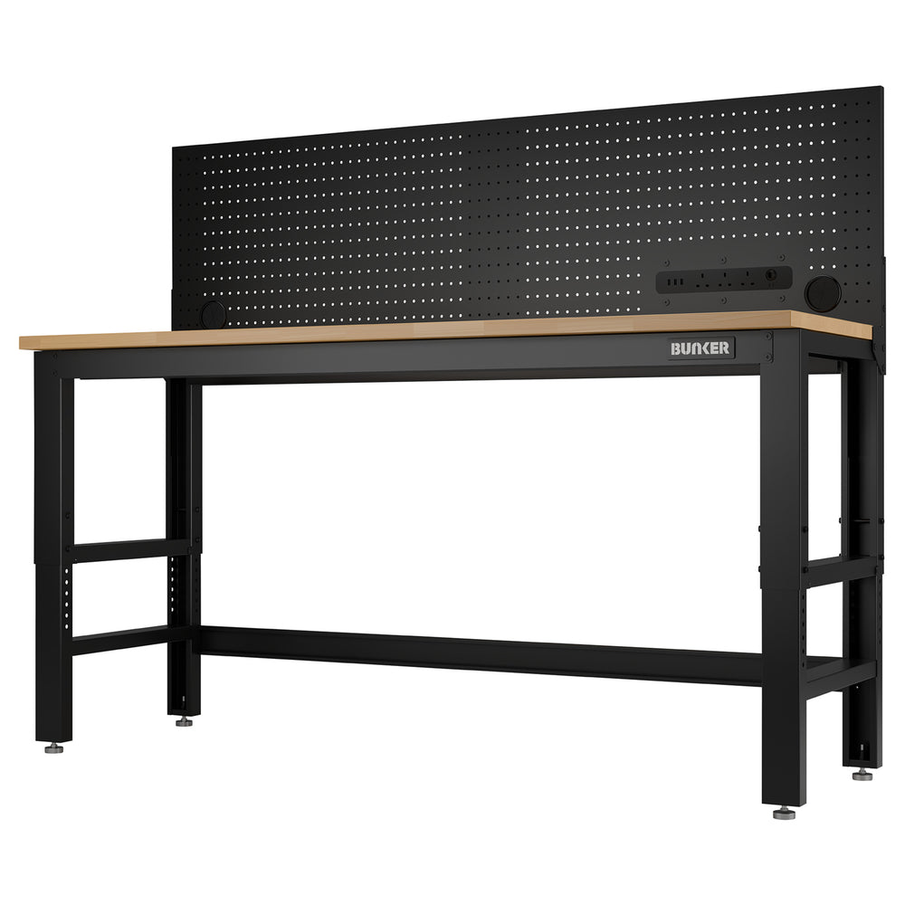 BUNKER® Workbench with Worktop and Power Pegboard, 1830mm