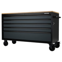BUNKER 5 Drawer Workbench Roller Tool Cabinet, 61", Grey
