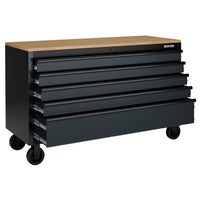 BUNKER 5 Drawer Workbench Roller Tool Cabinet, 61", Grey