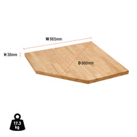 BUNKER Modular Hardwood Worktop for Corner Cabinet, 865mm