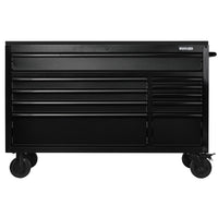 BUNKER® gereedschapskast op wielen met werkbank, 10 laden en zwart roestvrijstalen werkblad, 56″