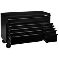 BUNKER® gereedschapskast op wielen met werkbank, 10 laden en zwart roestvrijstalen werkblad, 56″