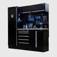 BUNKER 11 Piece Modular Storage Combo with Stainless Steel Worktop, 1960mm