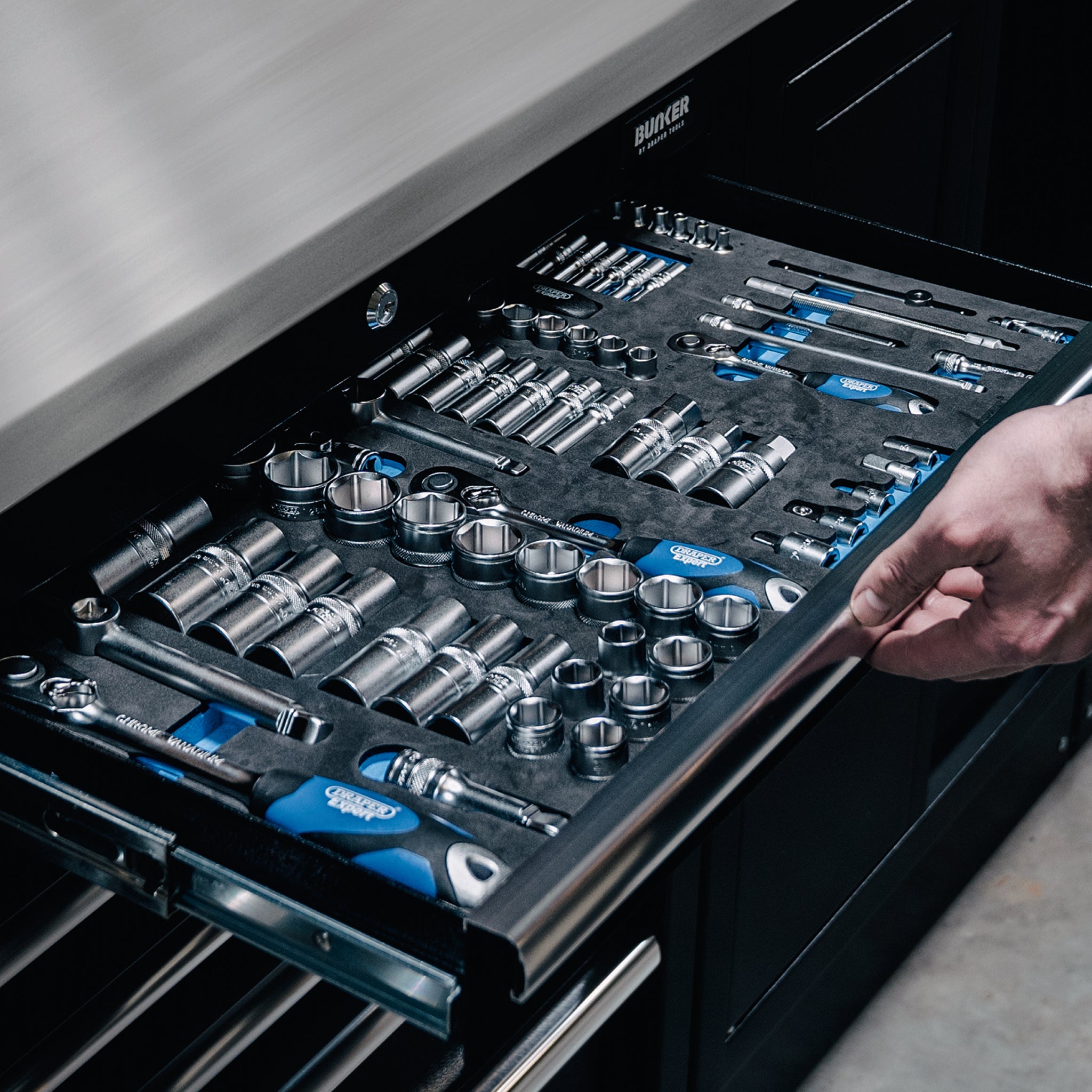 BUNKER 11 Piece Modular Storage Combo with Stainless Steel Worktop, 1960mm
