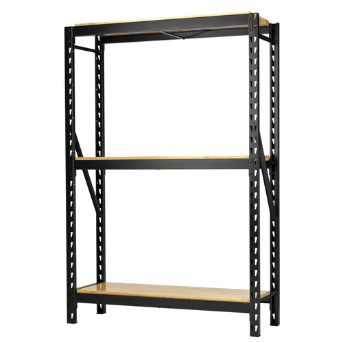 BUNKER modulair opbergrek met hardhouten schappen, 3 niveaus, 14-delig, 1500 mm