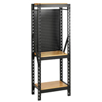 BUNKER modulair opbergrek met hardhouten planken en gangborden, 3 niveaus, 17-delig, 750 mm