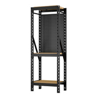 BUNKER modulair opbergrek met hardhouten planken en gangborden, 3 niveaus, 17-delig, 750 mm